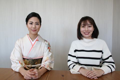 収録時、たまたまお茶会があり、竹田さんはお着物! 着付けはご自分でなさるそうですよ。